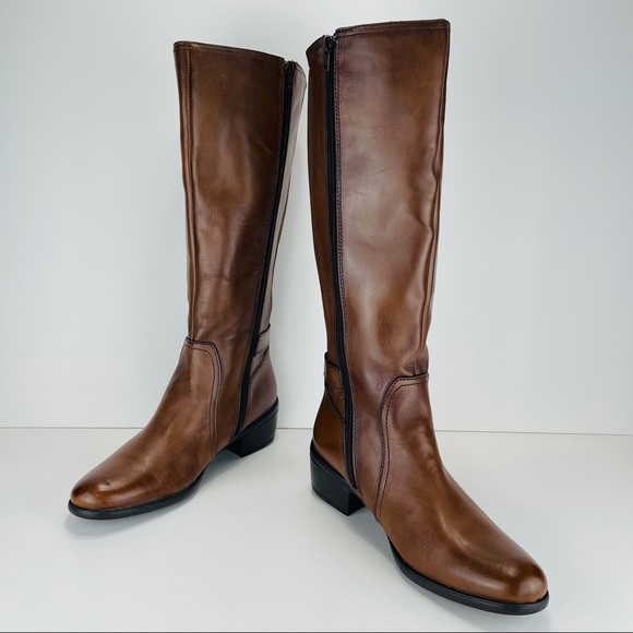 📌SOLD📌 BUSSOLA STYLE ANTWERPEN TAN LEATHER TALL BOOTS - Picture 7 of 16